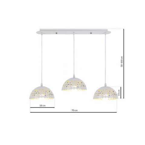 Lampa wisząca LISA - zwis 3xE27 biała 70 cm Milagro