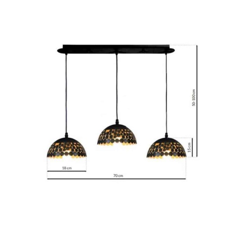 Lampa wisząca LISA - zwis 3xE27 czarna 70 cm Milagro
