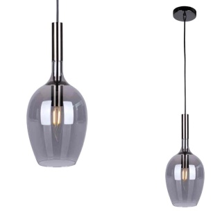 Lampa wisząca LUGANO SMOKED - zwis 1xE14 czarno-chromowana 15 cm Milagro