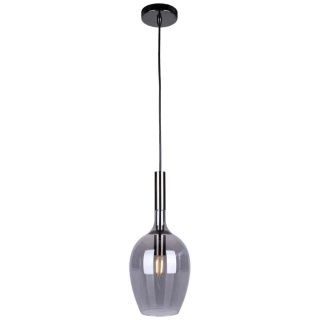 Lampa wisząca LUGANO SMOKED - zwis 1xE14 czarno-chromowana 15 cm Milagro