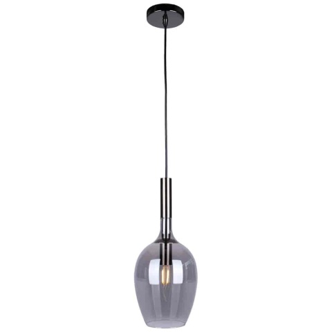 Lampa wisząca LUGANO SMOKED - zwis 1xE14 czarno-chromowana 15 cm Milagro