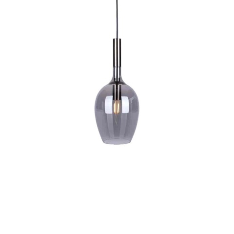Lampa wisząca LUGANO SMOKED - zwis 1xE14 czarno-chromowana 15 cm Milagro