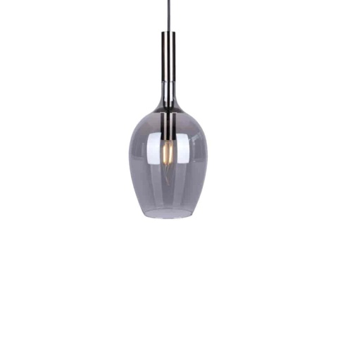 Lampa wisząca LUGANO SMOKED - zwis 1xE14 czarno-chromowana 15 cm Milagro