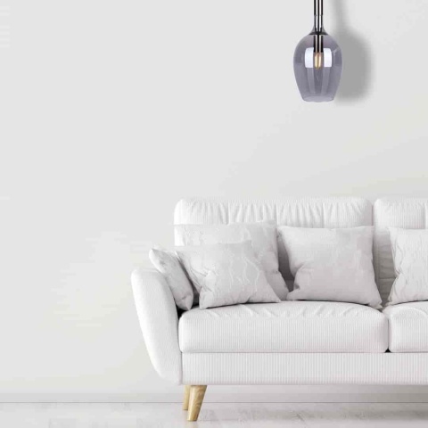 Lampa wisząca LUGANO SMOKED - zwis 1xE14 czarno-chromowana 15 cm Milagro
