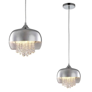 Lampa wisząca LUNA - zwis 1xE14 chromowana 21 cm Milagro