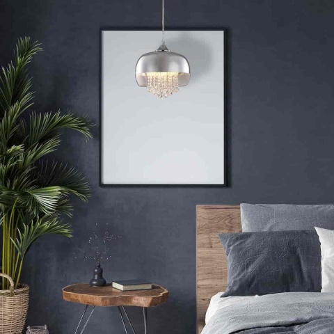 Lampa wisząca LUNA - zwis 1xE14 chromowana 21 cm Milagro