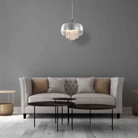 Lampa wisząca LUNA - zwis 1xE14 chromowana 21 cm Milagro