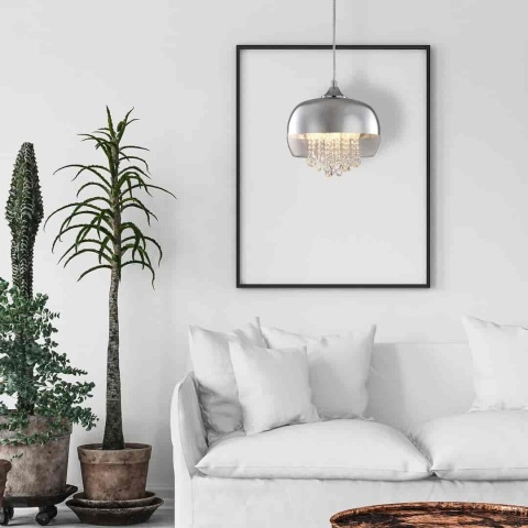 Lampa wisząca LUNA - zwis 1xE14 chromowana 21 cm Milagro