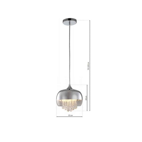 Lampa wisząca LUNA - zwis 1xE14 chromowana 21 cm Milagro