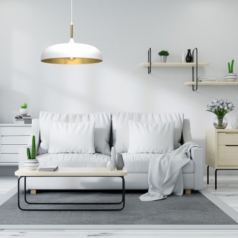 Lampa wisząca Lincoln - zwis 1xE27 biało-złota 45 cm Milagro