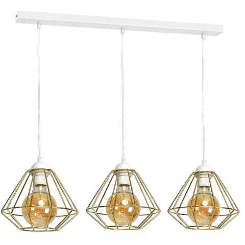 Lampa wisząca Lupo - zwis 3xE27 biało-złota 60 cm Milagro