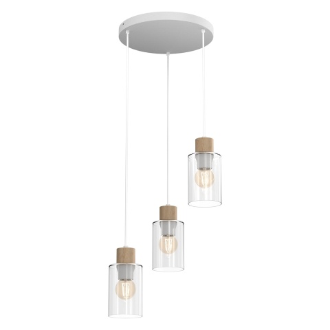 Lampa wisząca MADERA - zwis 3xE27 biała 30 cm Milagro