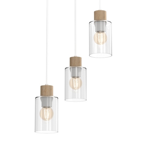 Lampa wisząca MADERA - zwis 3xE27 biała 30 cm Milagro