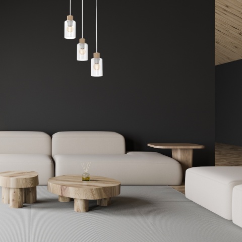 Lampa wisząca MADERA - zwis 3xE27 biała 30 cm Milagro