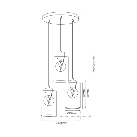 Lampa wisząca MADERA - zwis 3xE27 biała 30 cm Milagro