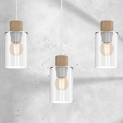 Lampa wisząca MADERA - zwis 3xE27 biała 60 cm Milagro