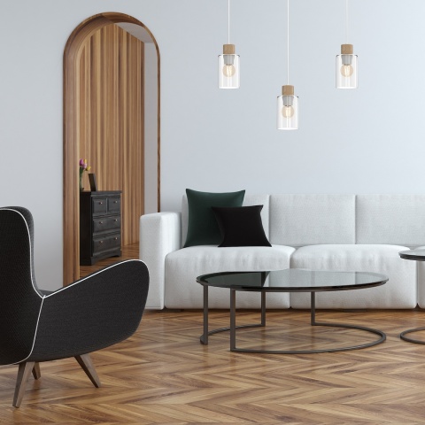 Lampa wisząca MADERA - zwis 3xE27 biała 60 cm Milagro