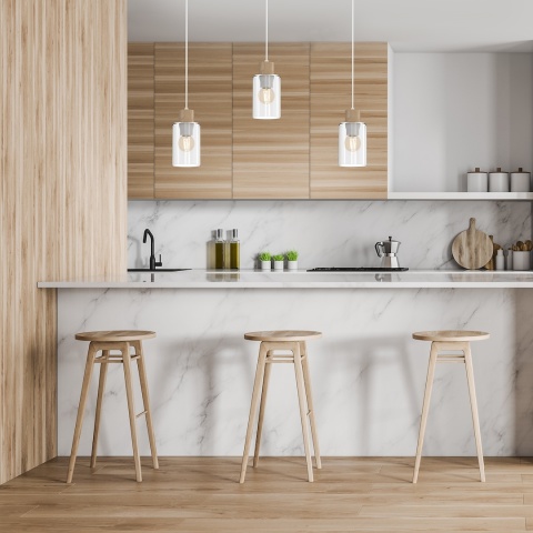 Lampa wisząca MADERA - zwis 3xE27 biała 60 cm Milagro