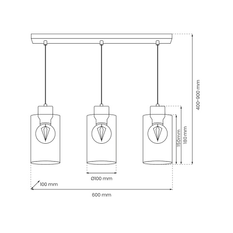 Lampa wisząca MADERA - zwis 3xE27 biała 60 cm Milagro