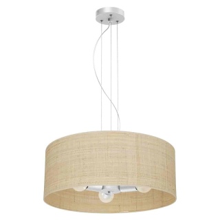Lampa wisząca MARSHALL RATTAN - zwis 3xE27 biała z rattanem 50 cm Milagro