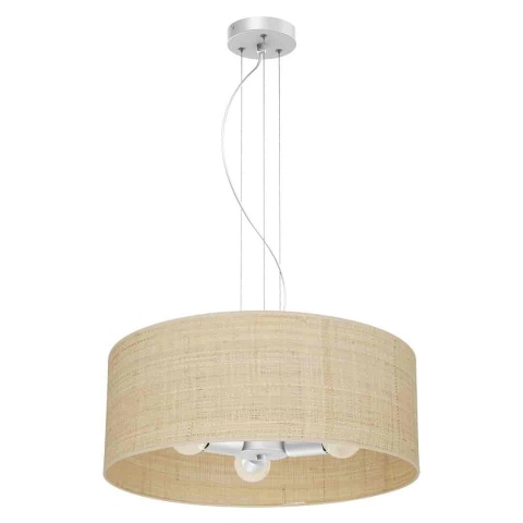 Lampa wisząca MARSHALL RATTAN - zwis 3xE27 biała z rattanem 50 cm Milagro