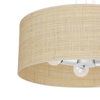 Lampa wisząca MARSHALL RATTAN - zwis 3xE27 biała z rattanem 50 cm Milagro
