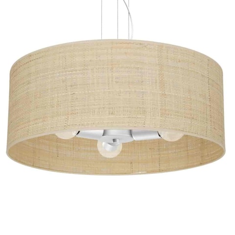 Lampa wisząca MARSHALL RATTAN - zwis 3xE27 biała z rattanem 50 cm Milagro