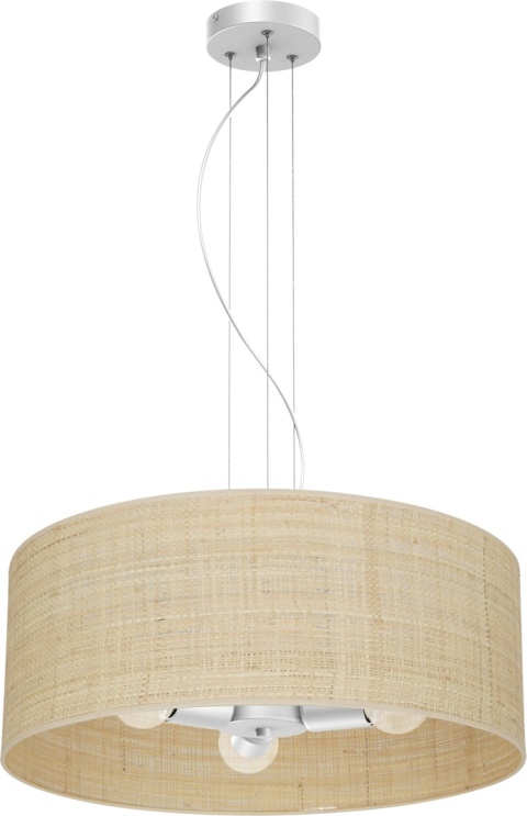 Lampa wisząca MARSHALL RATTAN - zwis 3xE27 biała z rattanem 50 cm Milagro
