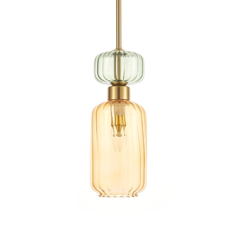 Lampa wisząca MOLLY AMBER - zwis 1xE14 bursztynowa 12 cm Milagro
