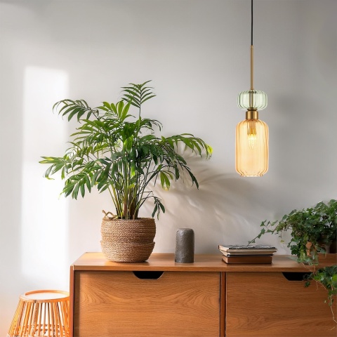 Lampa wisząca MOLLY AMBER - zwis 1xE14 bursztynowa 12 cm Milagro