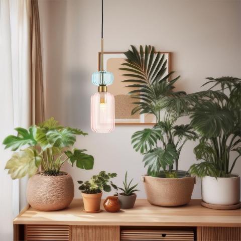 Lampa wisząca MOLLY - zwis 1xE14 różowa 12 cm Milagro