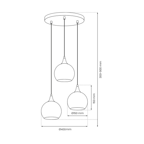 Lampa wisząca MONTE - zwis 3xE27 złota 30 cm Milagro