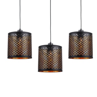 Lampa wisząca MORGAN - zwis 3xE27 czarno-złota 64 cm Milagro
