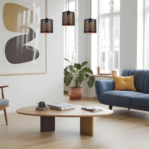 Lampa wisząca MORGAN - zwis 3xE27 czarno-złota 64 cm Milagro