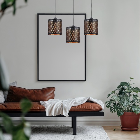 Lampa wisząca MORGAN - zwis 3xE27 czarno-złota 64 cm Milagro