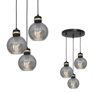Lampa wisząca OMEGA - zwis 3xE27 czarno-złota 30 cm Milagro
