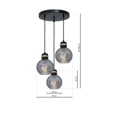 Lampa wisząca OMEGA - zwis 3xE27 czarno-złota 30 cm Milagro