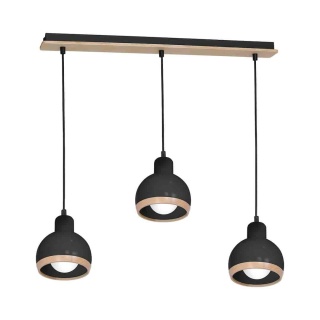 Lampa wisząca OVAL - zwis 3xE27 czarna 70 cm Milagro