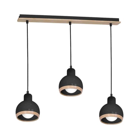 Lampa wisząca OVAL - zwis 3xE27 czarna 70 cm Milagro