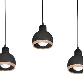 Lampa wisząca OVAL - zwis 3xE27 czarna 70 cm Milagro