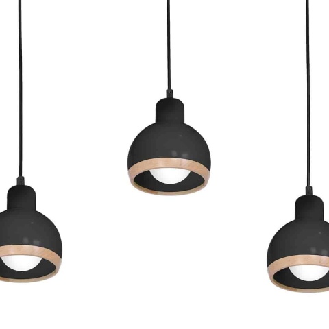 Lampa wisząca OVAL - zwis 3xE27 czarna 70 cm Milagro