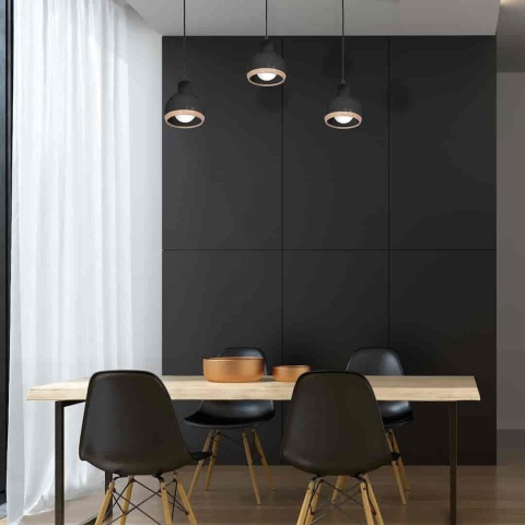 Lampa wisząca OVAL - zwis 3xE27 czarna 70 cm Milagro