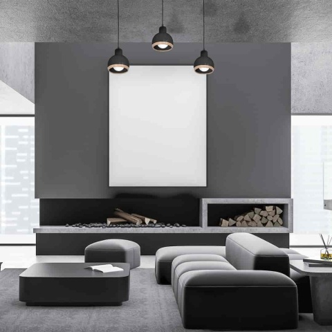 Lampa wisząca OVAL - zwis 3xE27 czarna 70 cm Milagro