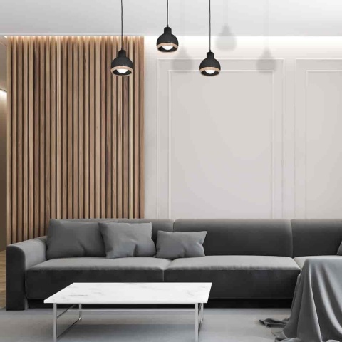 Lampa wisząca OVAL - zwis 3xE27 czarna 70 cm Milagro