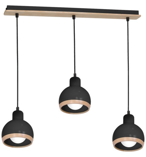 Lampa wisząca OVAL - zwis 3xE27 czarna 70 cm Milagro