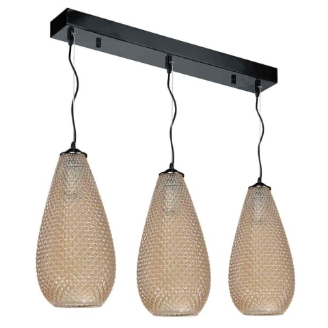 Lampa wisząca PETRA - zwis 3xE27 bursztynowa 65 cm Milagro