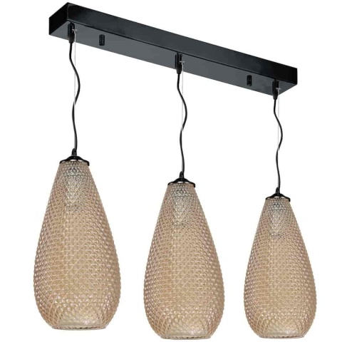 Lampa wisząca PETRA - zwis 3xE27 bursztynowa 65 cm Milagro