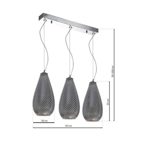 Lampa wisząca PETRA - zwis 3xE27 chromowana 65 cm Milagro
