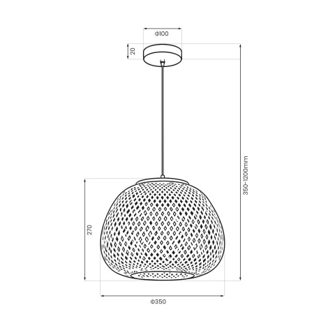 Lampa wisząca Petra - zwis 1xE27 czarna 35 cm Milagro