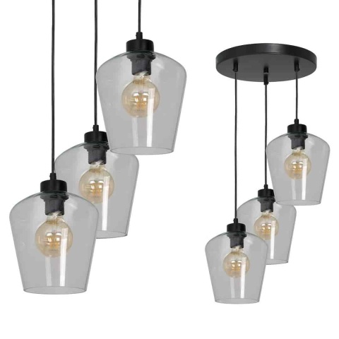 Lampa wisząca SANTIAGO CLEAR - zwis 3xE27 czarna 30 cm Milagro